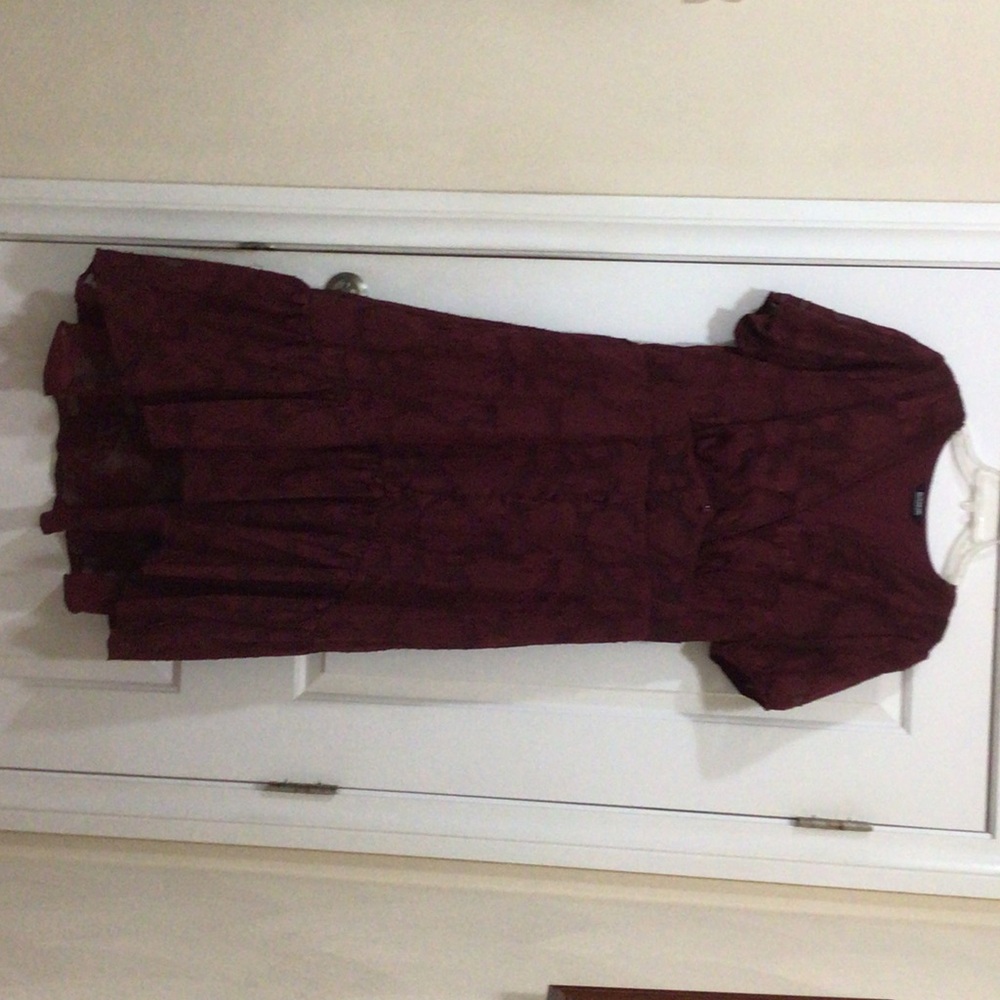 BloomChic Deep Burgundy Midi Dress